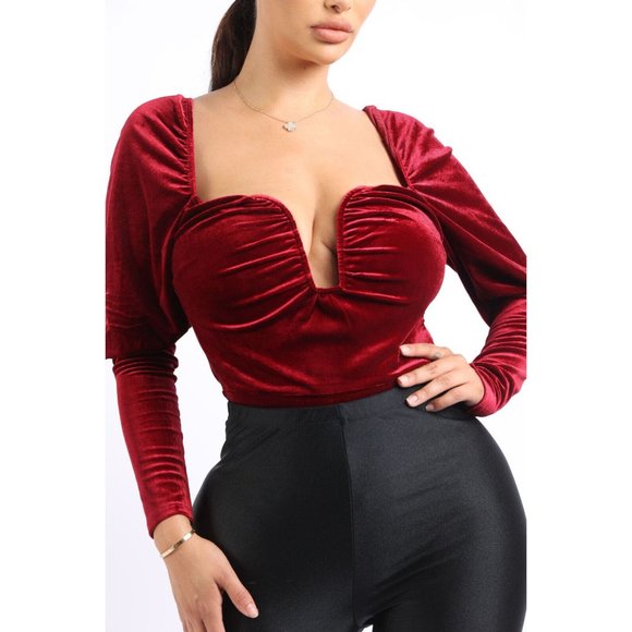 Women's Long Sleeve Velvet Sexy Bodysuit Outfit Clubwear Bar Lounge Event Party - Picture 3 of 13